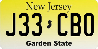 NJ license plate J33CBO