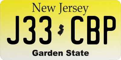 NJ license plate J33CBP
