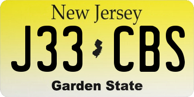NJ license plate J33CBS