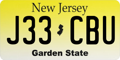 NJ license plate J33CBU