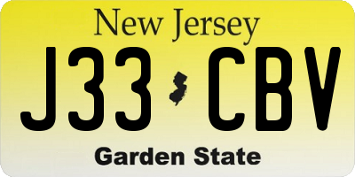 NJ license plate J33CBV