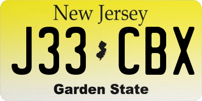 NJ license plate J33CBX
