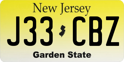 NJ license plate J33CBZ