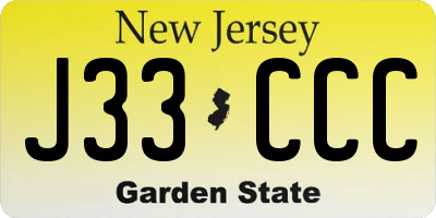 NJ license plate J33CCC