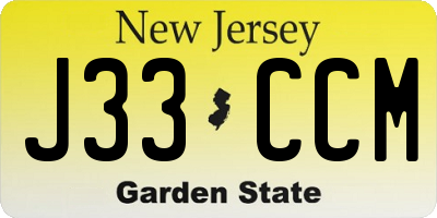 NJ license plate J33CCM
