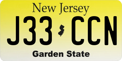NJ license plate J33CCN