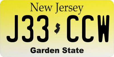 NJ license plate J33CCW