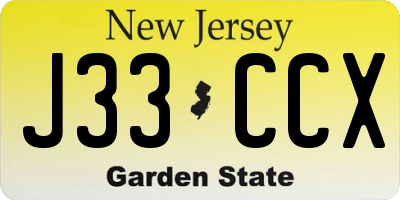 NJ license plate J33CCX