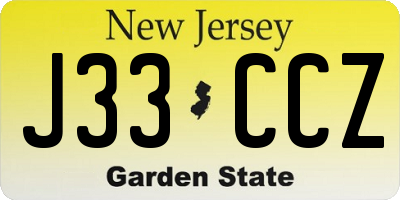 NJ license plate J33CCZ