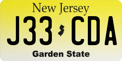 NJ license plate J33CDA