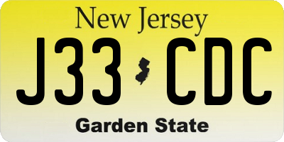 NJ license plate J33CDC