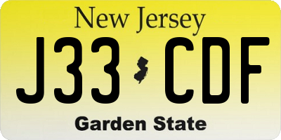 NJ license plate J33CDF