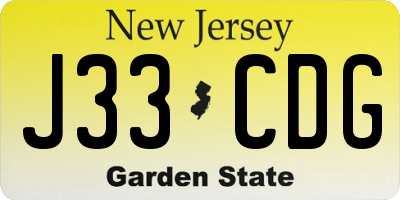 NJ license plate J33CDG