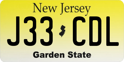 NJ license plate J33CDL