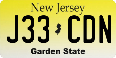 NJ license plate J33CDN