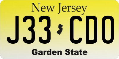 NJ license plate J33CDO