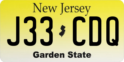 NJ license plate J33CDQ