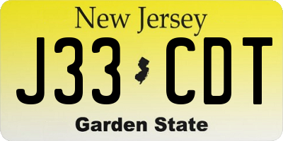 NJ license plate J33CDT