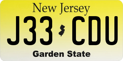 NJ license plate J33CDU