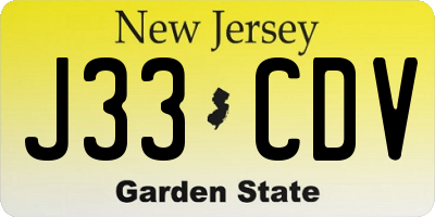 NJ license plate J33CDV