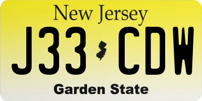 NJ license plate J33CDW