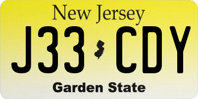 NJ license plate J33CDY