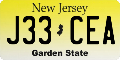 NJ license plate J33CEA