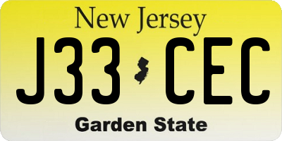 NJ license plate J33CEC