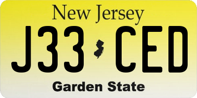 NJ license plate J33CED