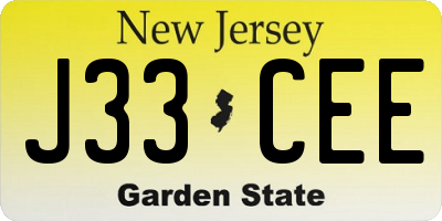 NJ license plate J33CEE