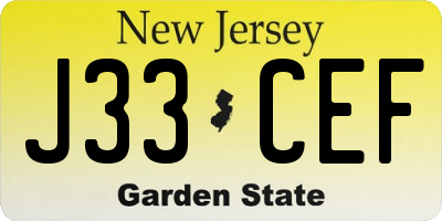 NJ license plate J33CEF