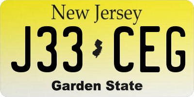 NJ license plate J33CEG