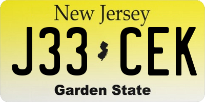 NJ license plate J33CEK