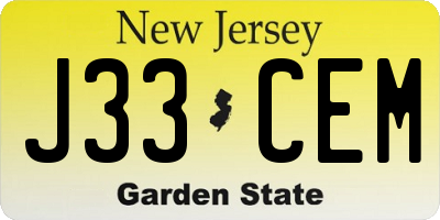NJ license plate J33CEM