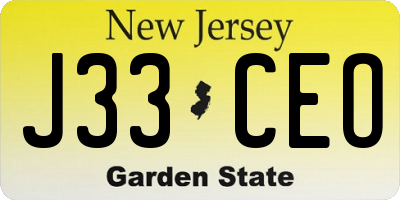 NJ license plate J33CEO