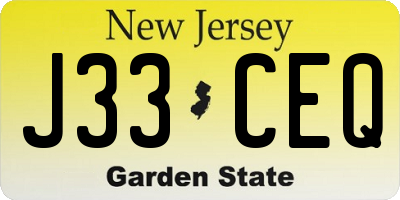 NJ license plate J33CEQ