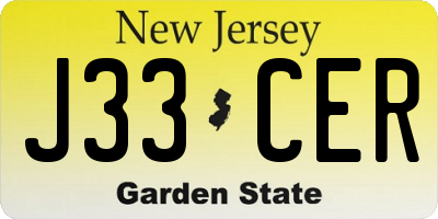 NJ license plate J33CER