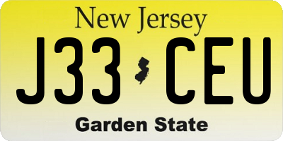 NJ license plate J33CEU