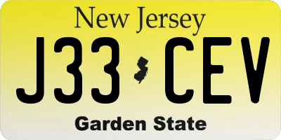 NJ license plate J33CEV
