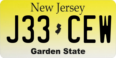 NJ license plate J33CEW