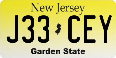 NJ license plate J33CEY