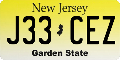 NJ license plate J33CEZ
