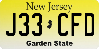 NJ license plate J33CFD