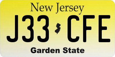 NJ license plate J33CFE