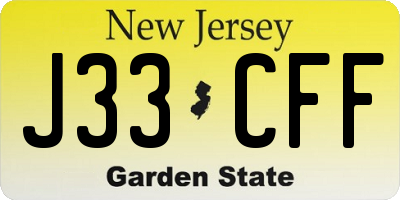 NJ license plate J33CFF