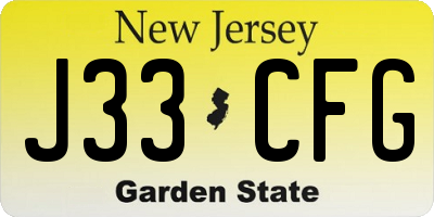 NJ license plate J33CFG