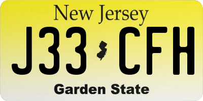 NJ license plate J33CFH