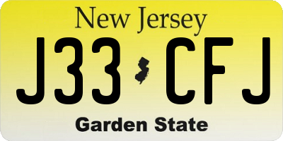 NJ license plate J33CFJ
