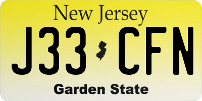 NJ license plate J33CFN