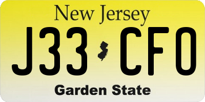 NJ license plate J33CFO